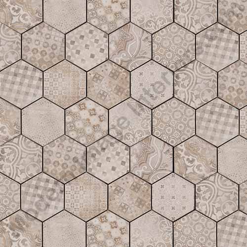 Rewind Hexagon tile in Cementine